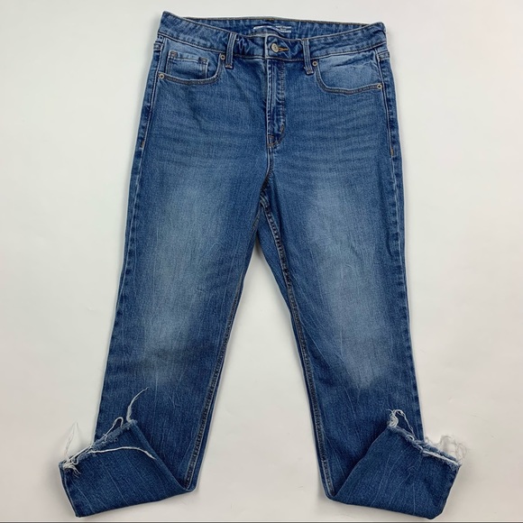 Old Navy Denim - Old Navy Power Straight High Rise Raw Hem Jeans Sz 12